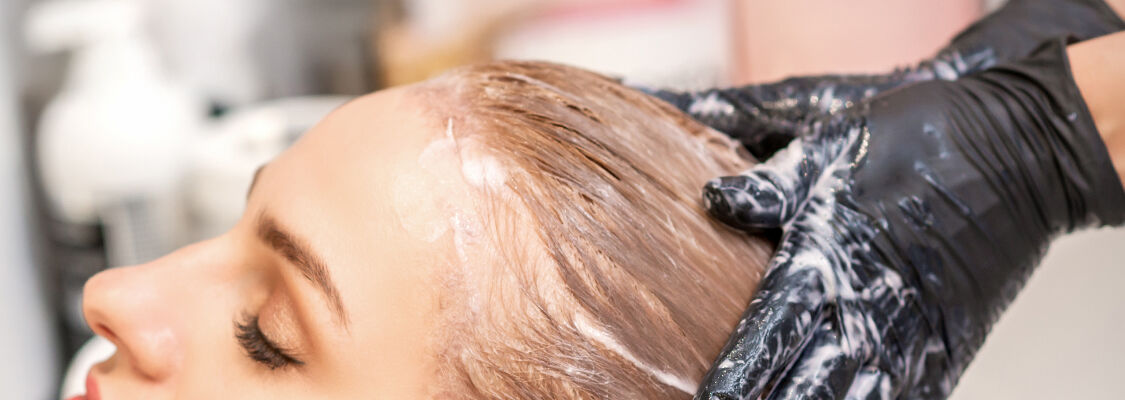 Model using a toner / purple shampoo